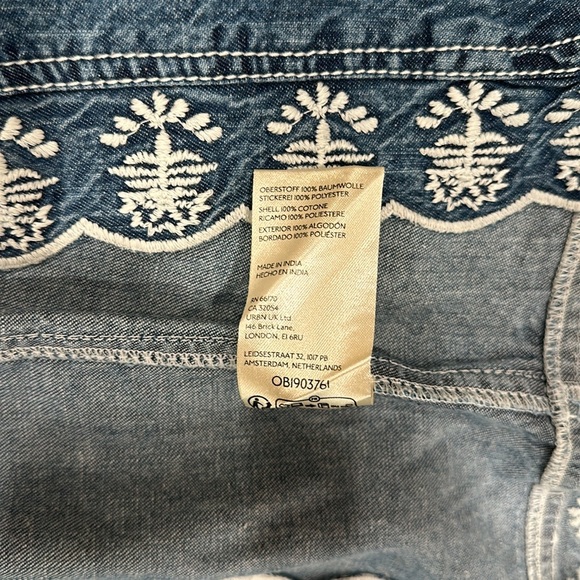 Free People Denim Embroidered Maxi Skirt and Cropped Top Set - Picture 6 of 7